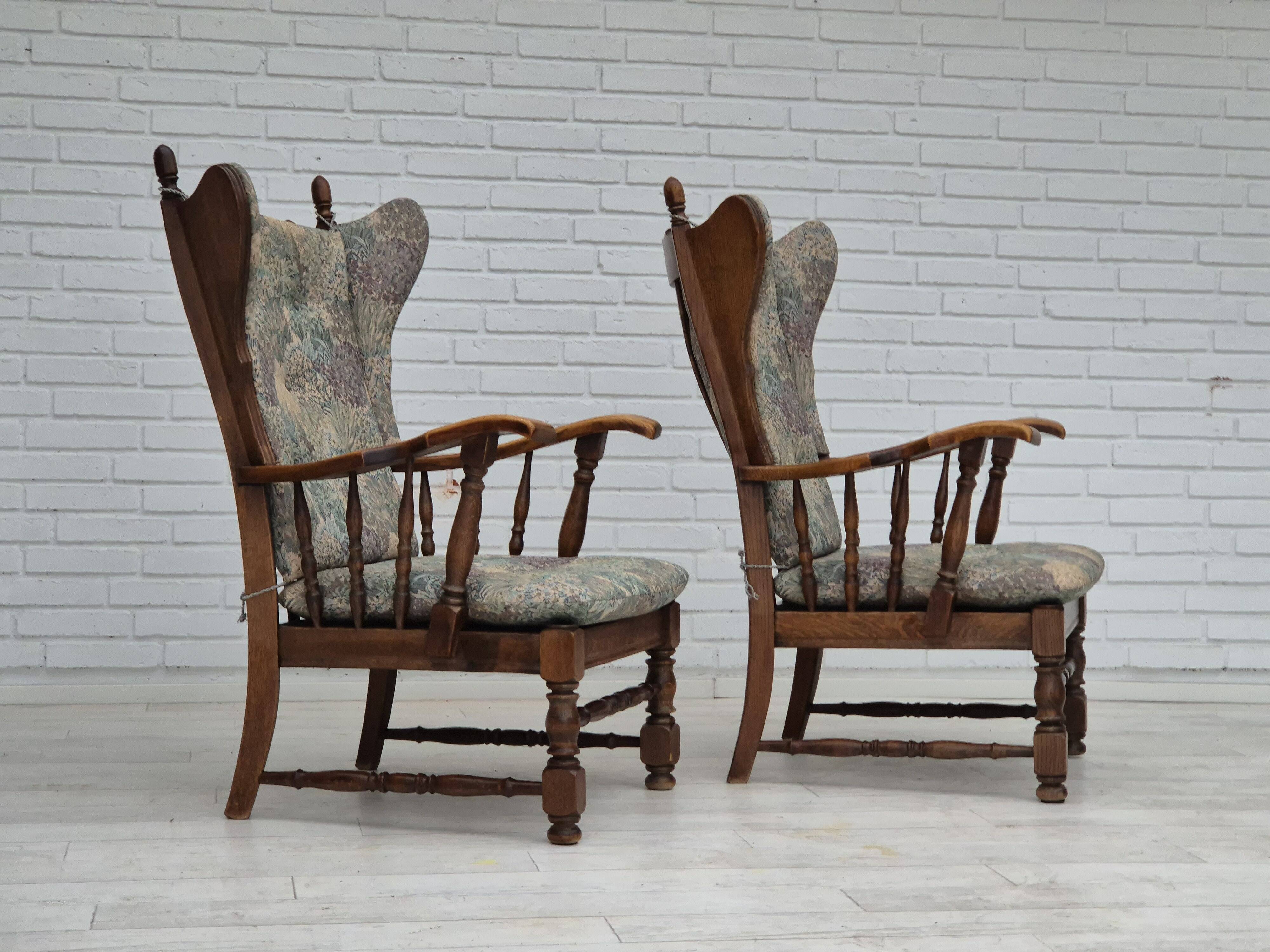 Années 1960, design danois, fauteuil à dossier haut par Regan Møbelfabrik, Aarhus, état d'origine.