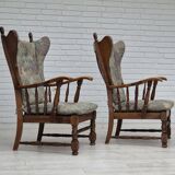 Années 1960, design danois, fauteuil à dossier haut par Regan Møbelfabrik, Aarhus, état d'origine.