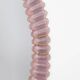 Italian oval mirror in brass and pink blown Murano glass