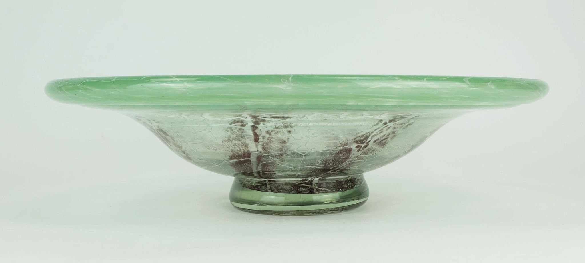 fantastic large WMF art deco ikora glass BOWL karl wiedmann 1930s green and