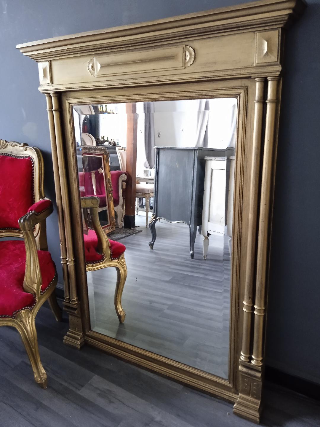 Antique gilded trumeau mirror 93x120cm