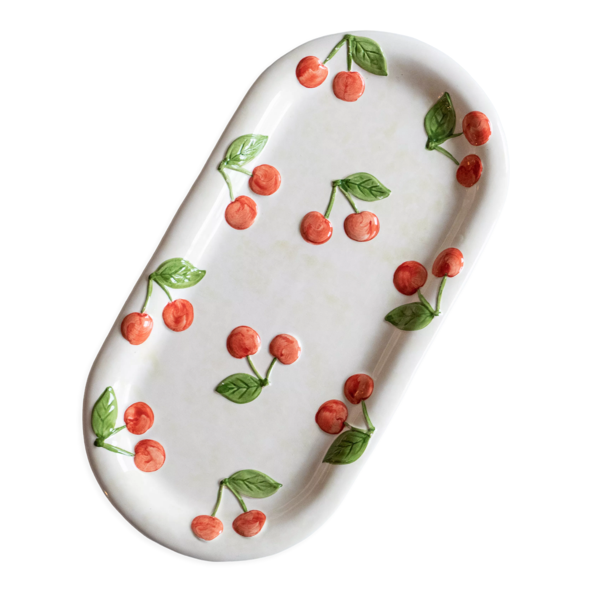 Old cake dish in cherry slip