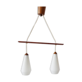Suspension scandinave en verre opale teck