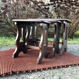 Vintage English nesting tables in elm.