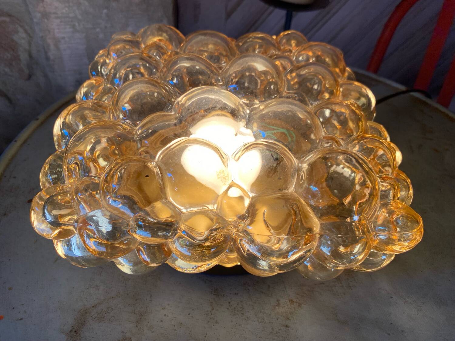 Smoked glass bubble wall light by Helena Tynell circa 1970