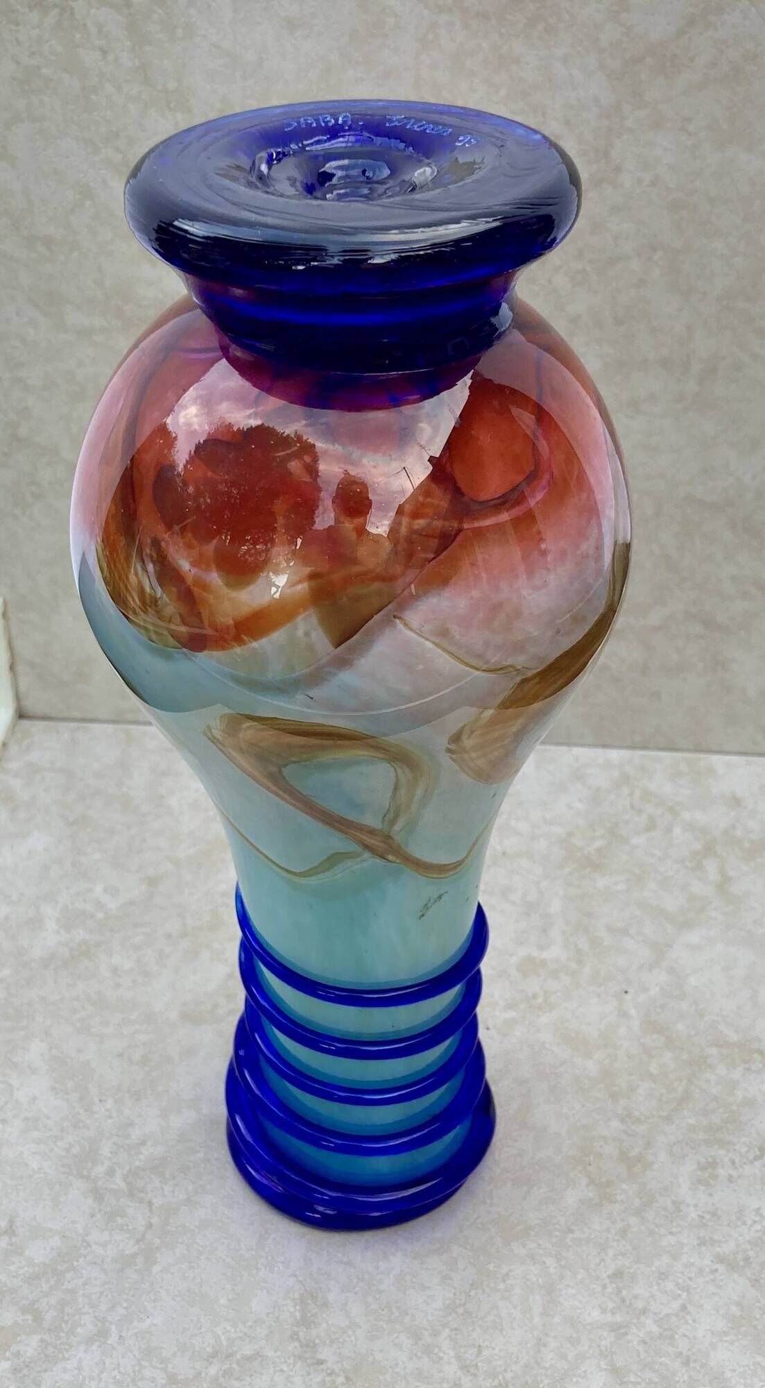 vase - glass paste - signed SABA FRÈRES - BIOT - dated No. 95 - size XXXL