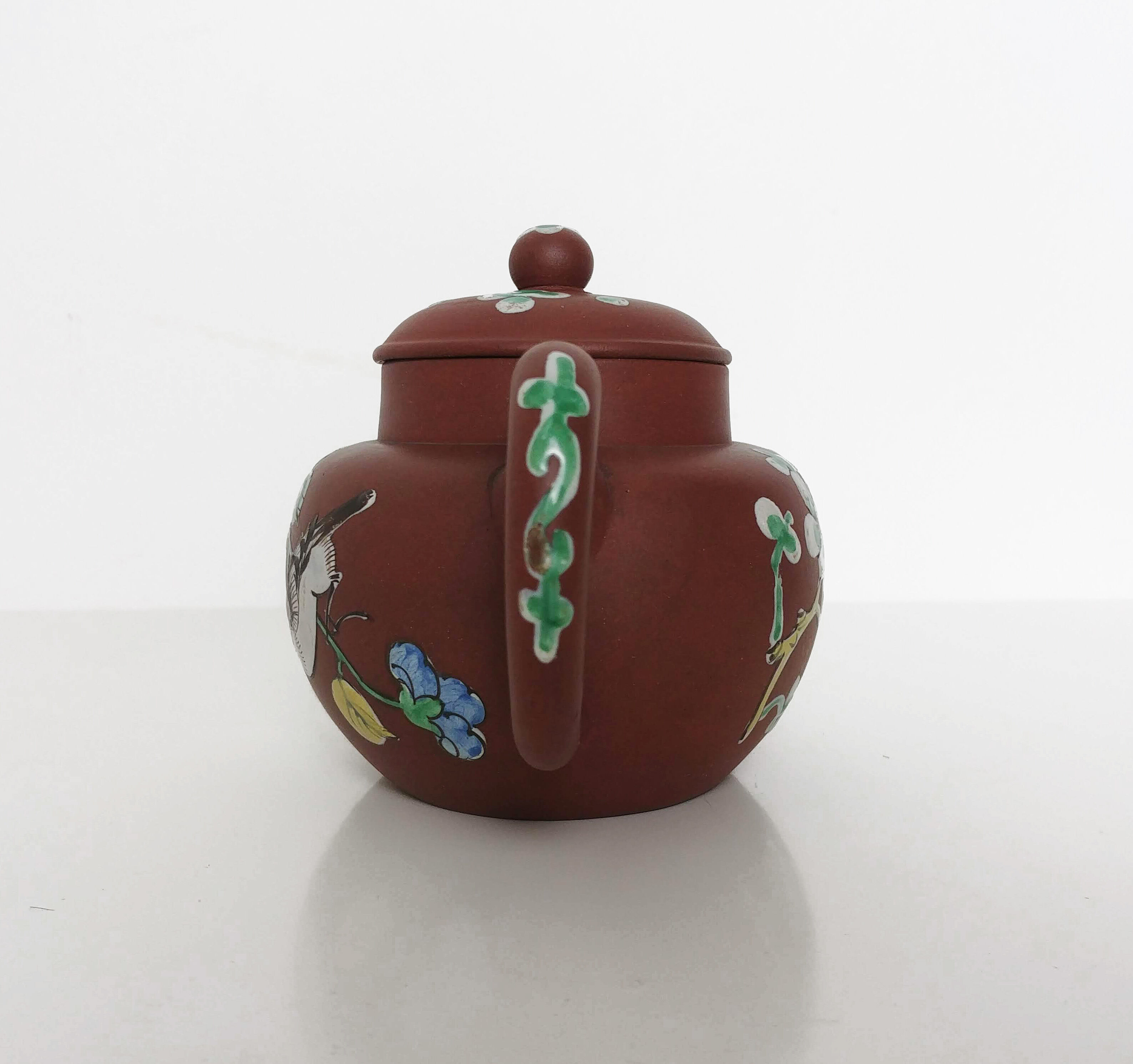 Pretty Ancient Chinese Teapot Enamelled