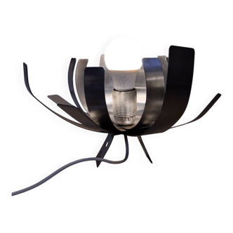 Seventies brushed steel flower lamp