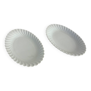 Set of 2 Haviland twisted white porcelain dishes Limoges
