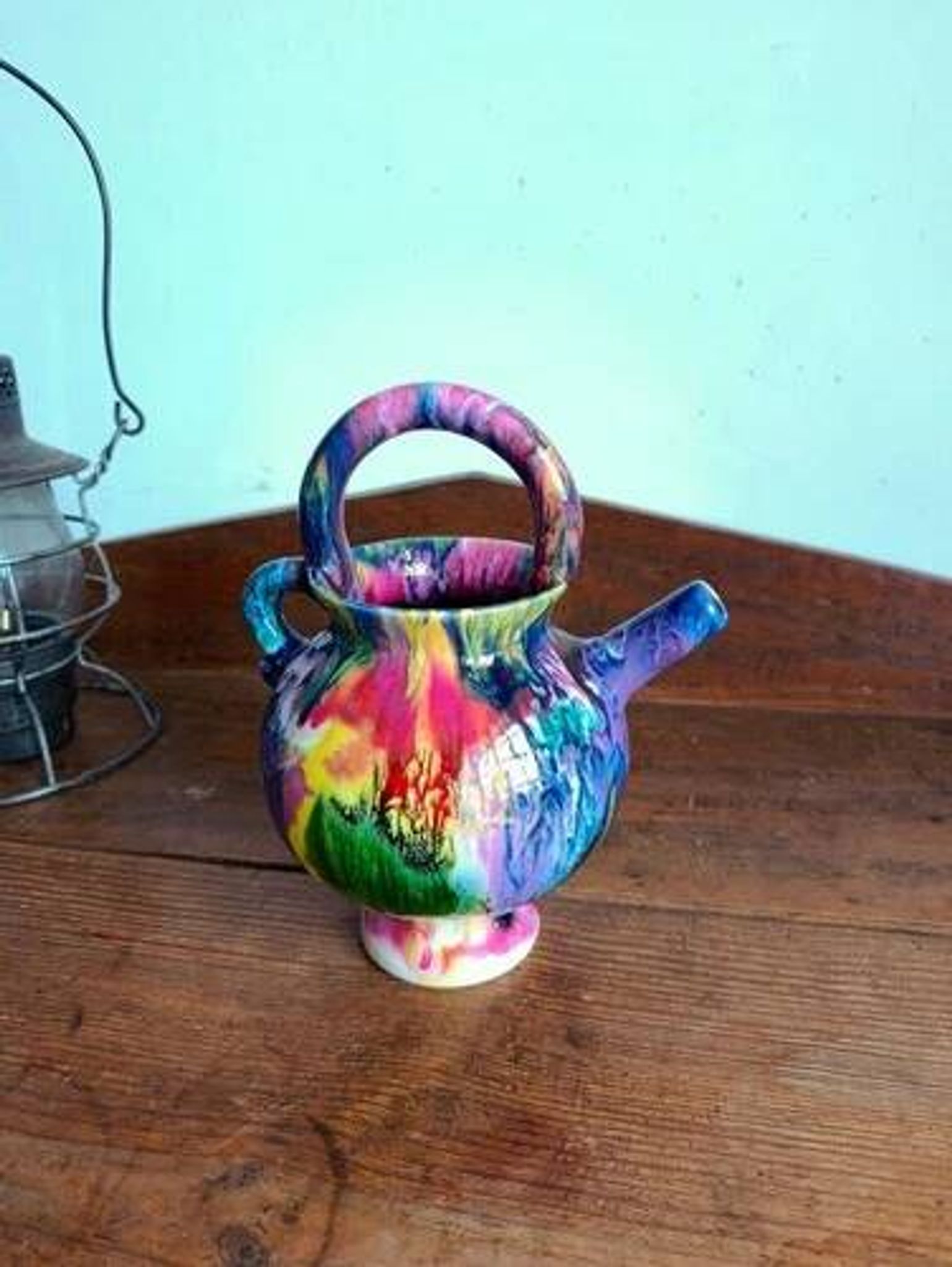 Vase / Pichet Céramique Multicolore - signé Dressinval - Années 60's - Vallauris