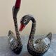 Pair brass swans