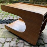 Rolling teak coffee table with foldable top circa 1960