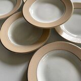 6 deep plates from L'Amandinoise model "Chamois" beige in very good condition.