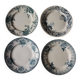 A set of 4 flat plates Terre de fer mismatched blue