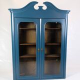 Antique Display Cabinet Painted Blue From 1920s