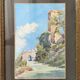 Tableau aquarelle 1930 signée paysage ruine et chemin avec le cadre‌