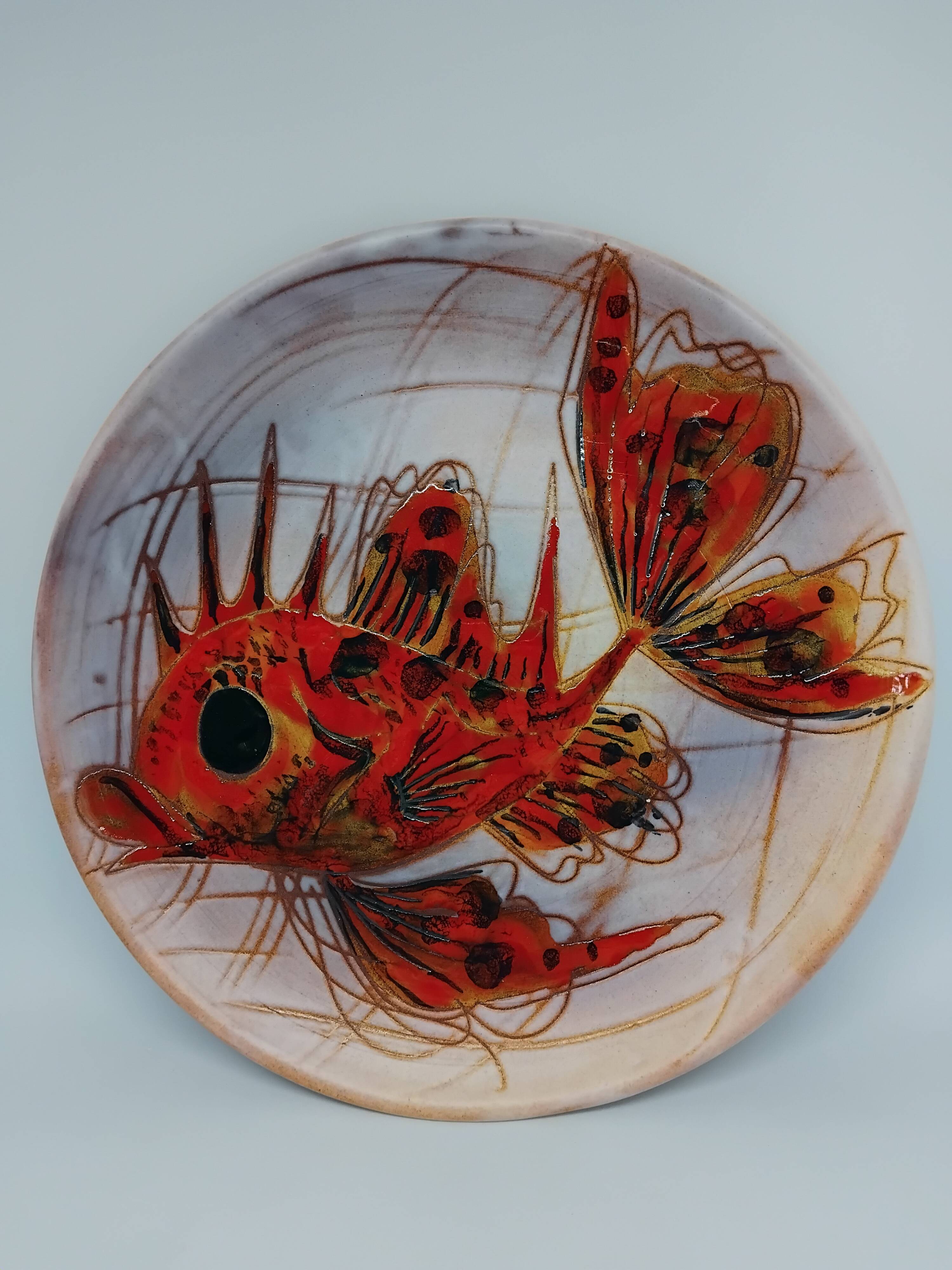 Assiette vintage année 60’. Monique Brenner / Vallauris.