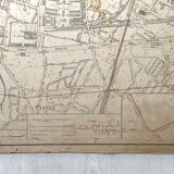 Old cardboard map of Paris, 15th Arrondissement