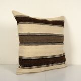 Handmade Organic Wool Striped Couch Pillow Cover, Ethnic Chair Cushion Decor from Anatolian, Bohemia