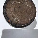 Artisan vase enamel beige brown abstract pattern