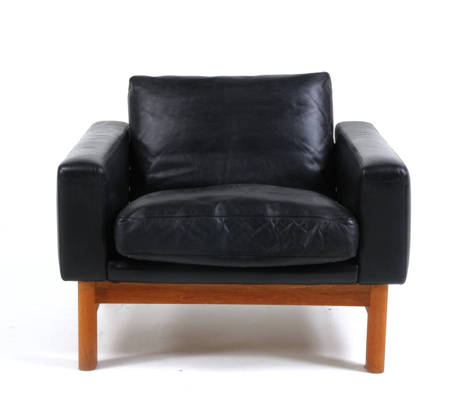 Vintage mid-century poul m. volther leather and oak lounge chair 1960,s