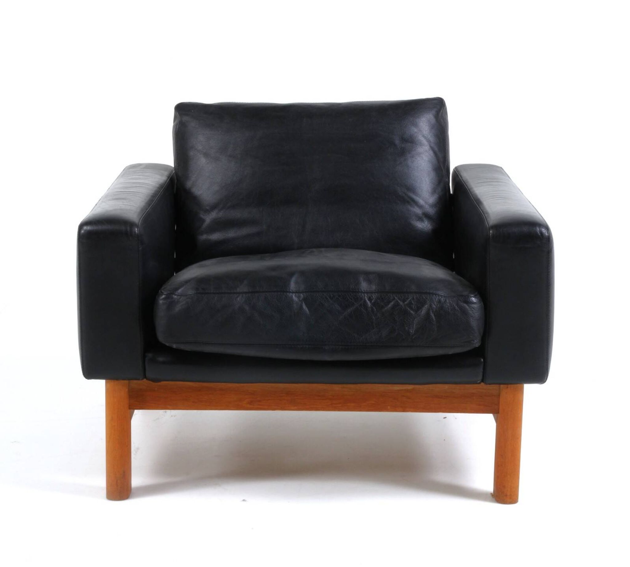 Vintage mid-century poul m. volther leather and oak lounge chair 1960,s