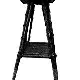 Folk art stool – circa 1890-1900. Rattan & ceramic