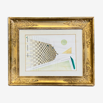 Geometric watercolor gilded frame