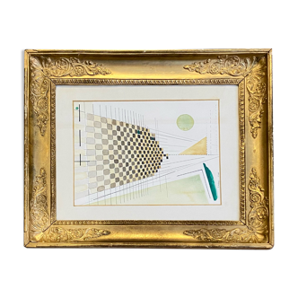 Geometric watercolor gilded frame