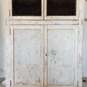 Buffet, vaisselier en bois patiné écru