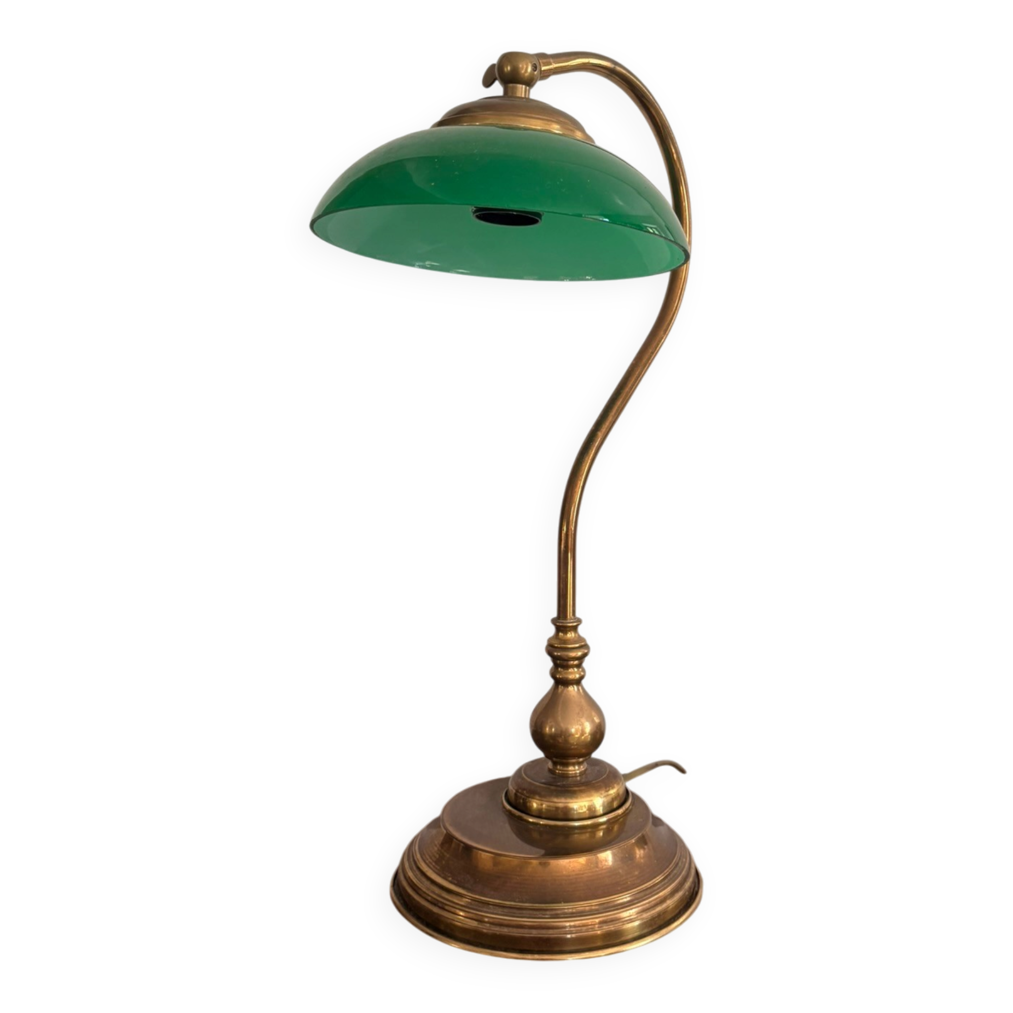 Lampe De Bureau Style Notaire Banquier Col de Cygne Opalin Vert