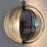 Suspension lune en aluminium chromé Space Age, lampe à lamelles Verner Panton