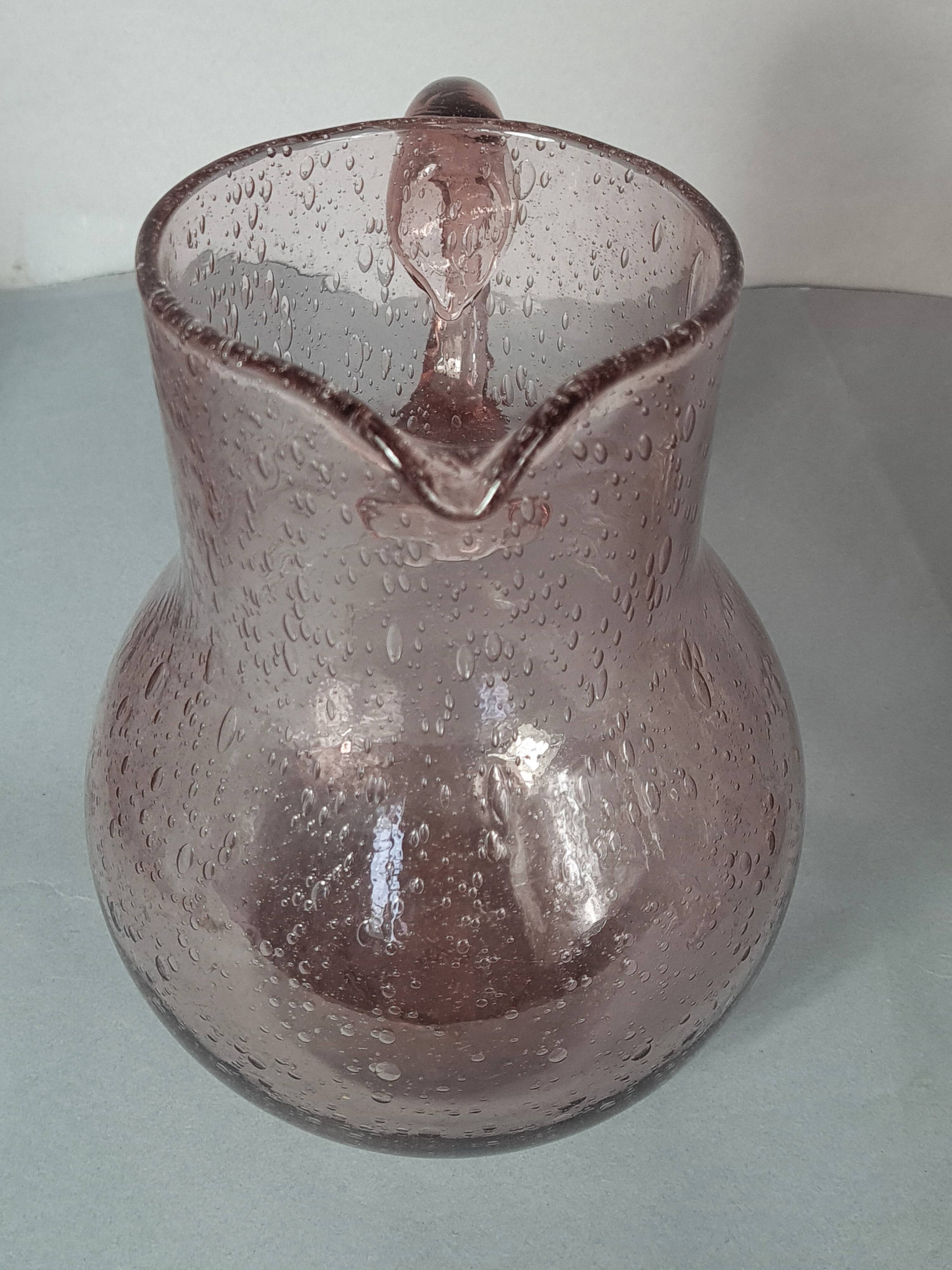 Biot pichet verre soufflé bullé modèle Ventru 22 cm couleur améthyste SD208