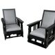 Important Pair Of Black Lacquered Rocking Armchairs Circa 1920 - 30