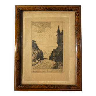 Old engraving, Biarritz, the Devil's Bridge 20th century