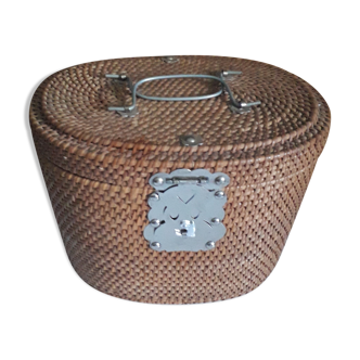 Chinese porcelain travel teapot in a basket of osiet