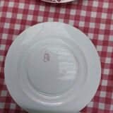 Set of 6 art nouveau plates KG Lunéville pink Lierre Écusson model