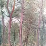 Oil on canvas Yves Delfo Forest landscape