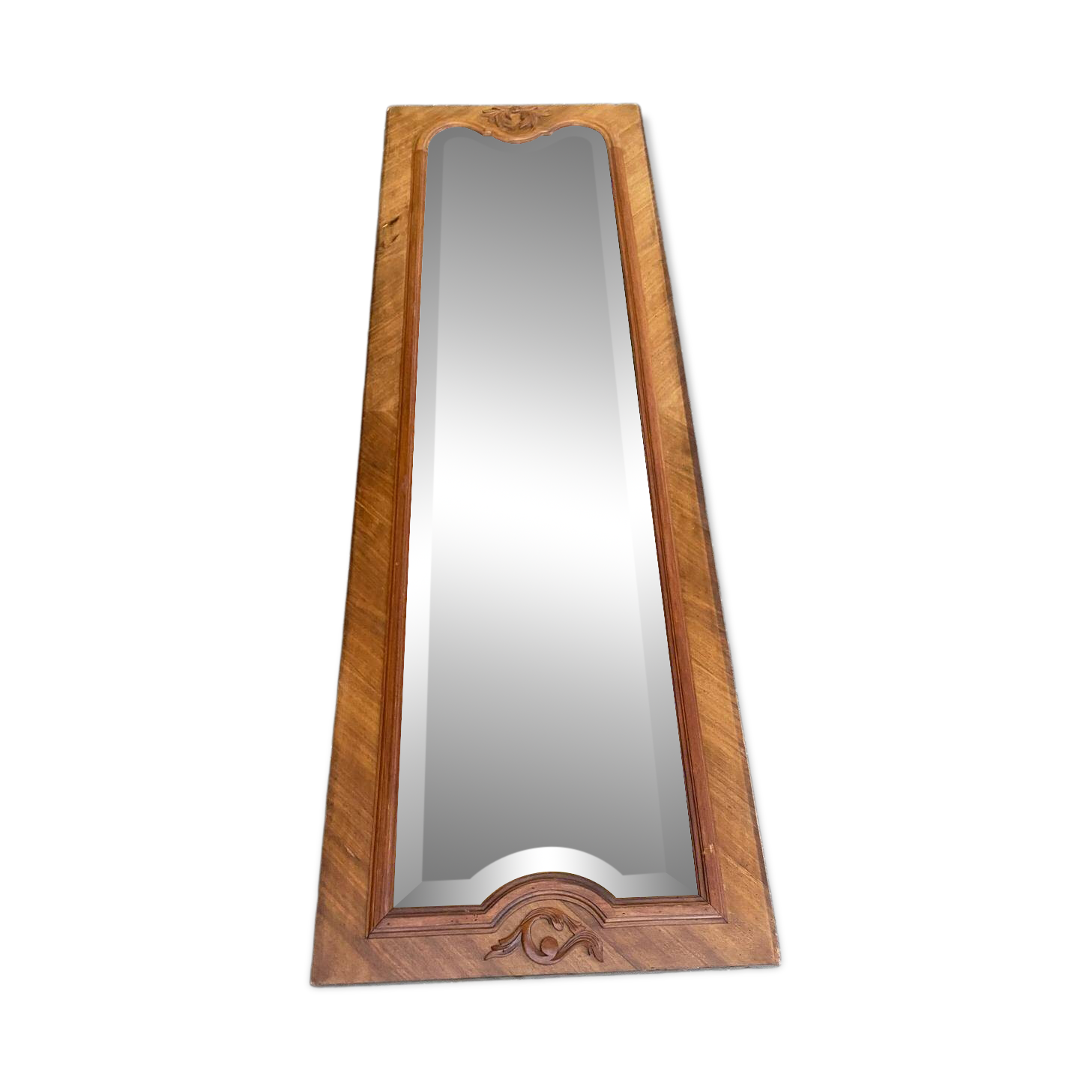 Miroir biseauté en chêne massif sculpté 50x165cm