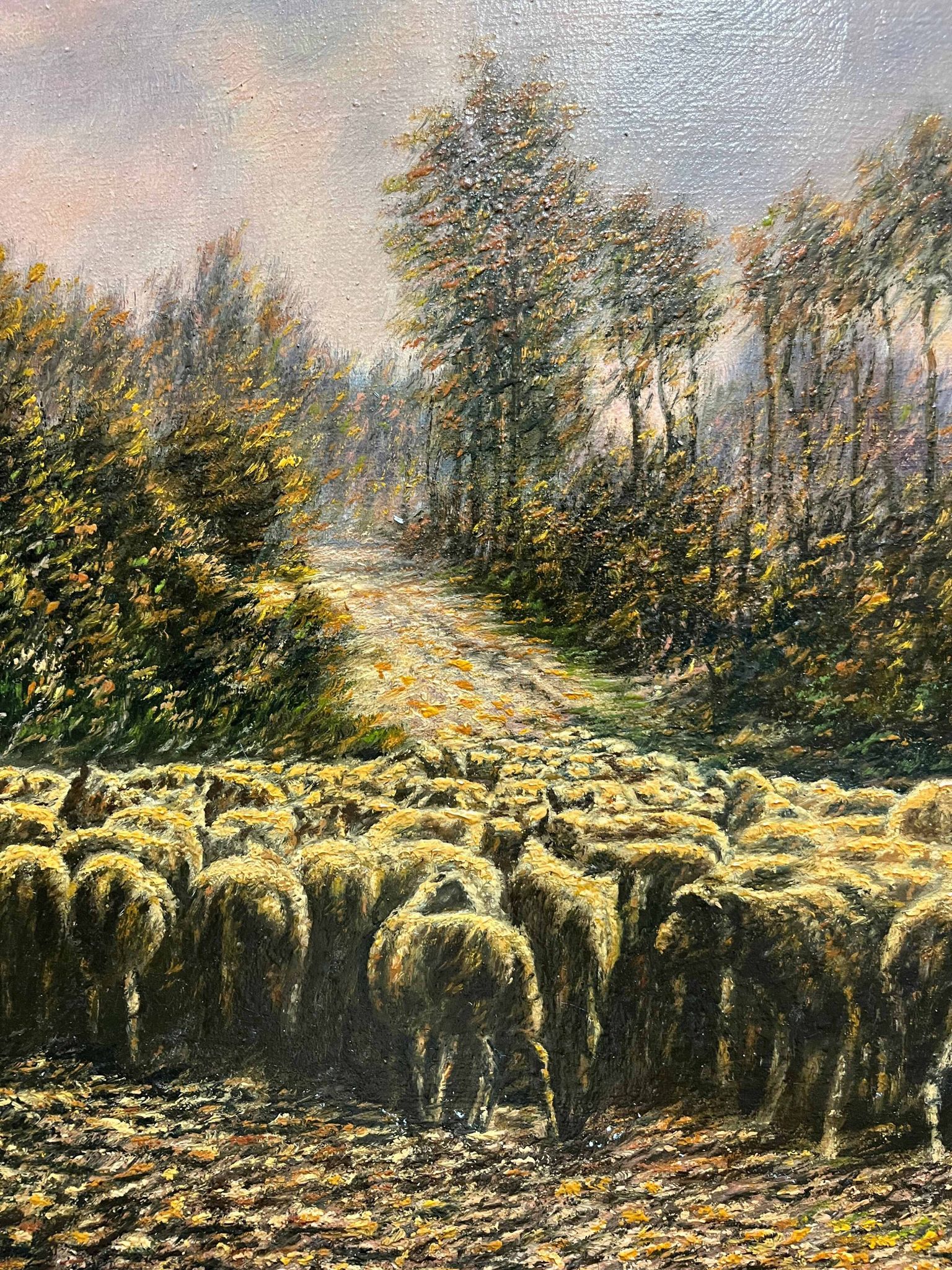 Tableau HST "Paysage aux moutons" signé Lucien Michon (né en 1887)
