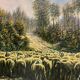 Painting HST "Landscape with Sheep" signed by Lucien Michon (born in 1887)
