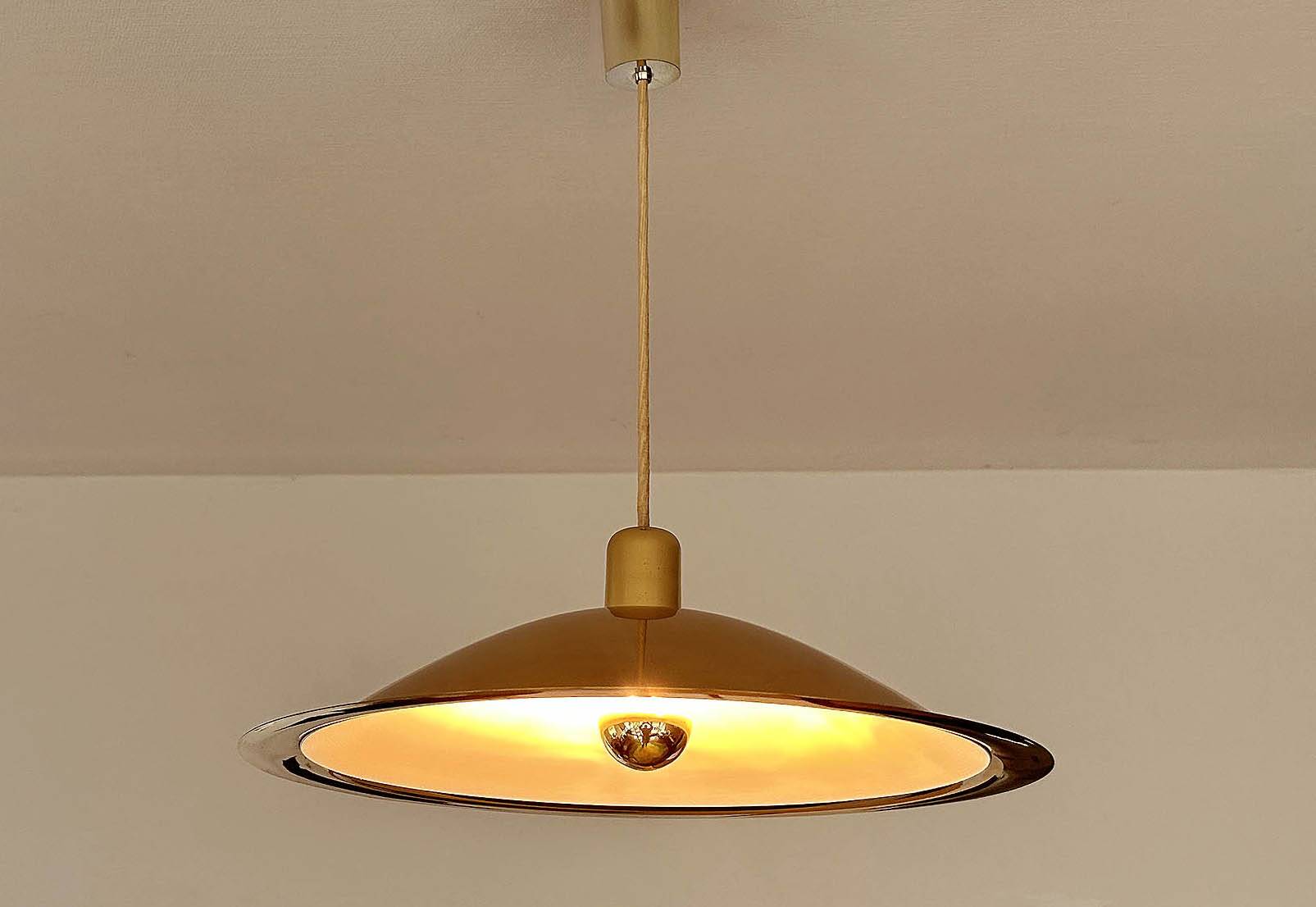 Large Scandinavian Pendant Light in Brass