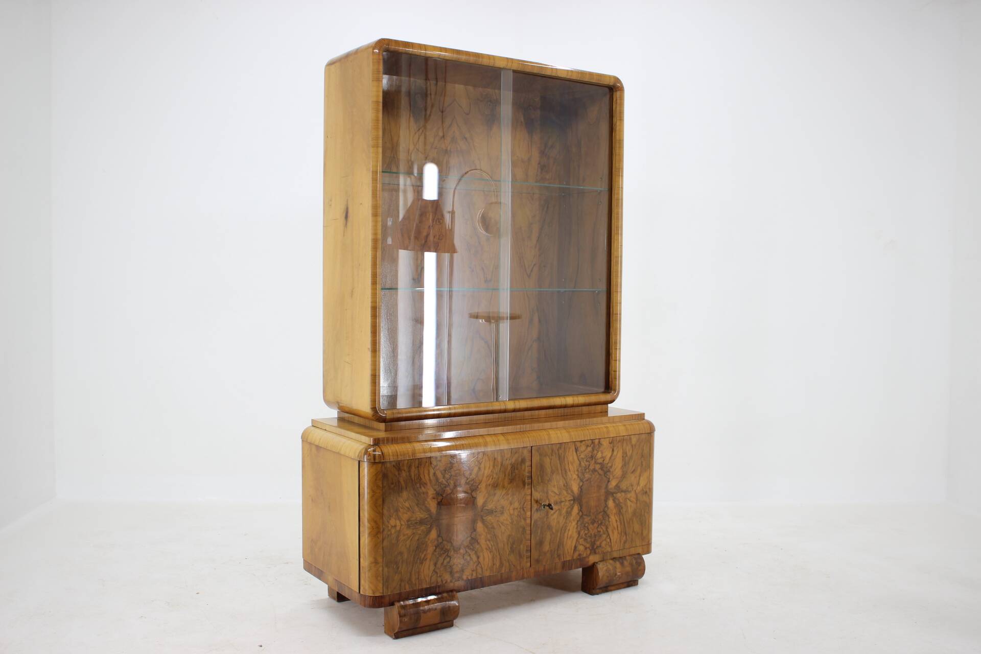 1930s Exclusive Curved Art Deco Bookcase, Czechoslovakia