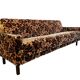 Canapé vintage en velours marron fleuri