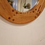 Pine wall mirror by Uno Kristiansson, Sweden, 1960
