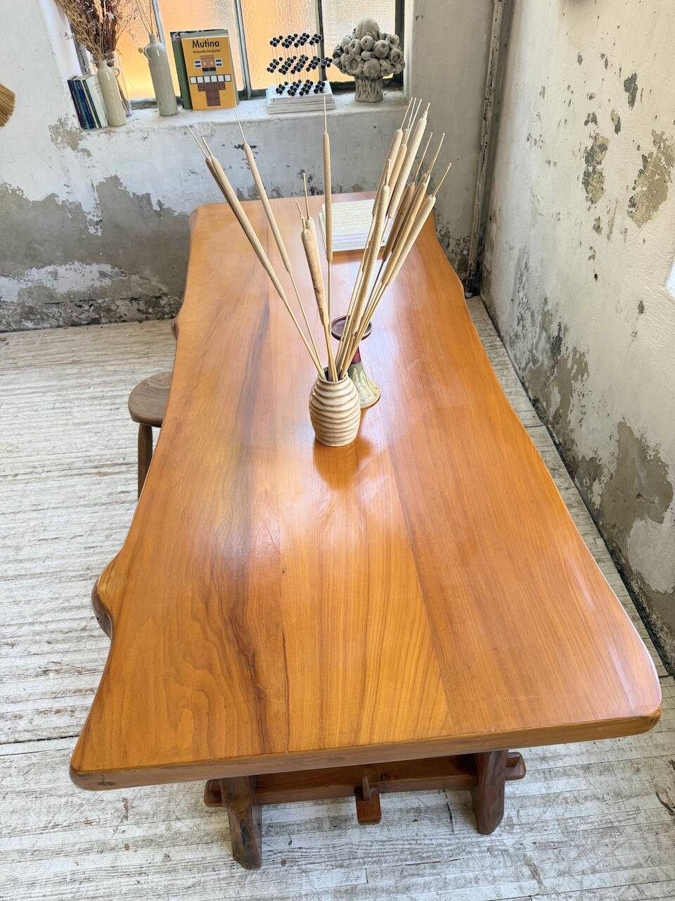Aranjou farmhouse table in blond elm, 1950s
