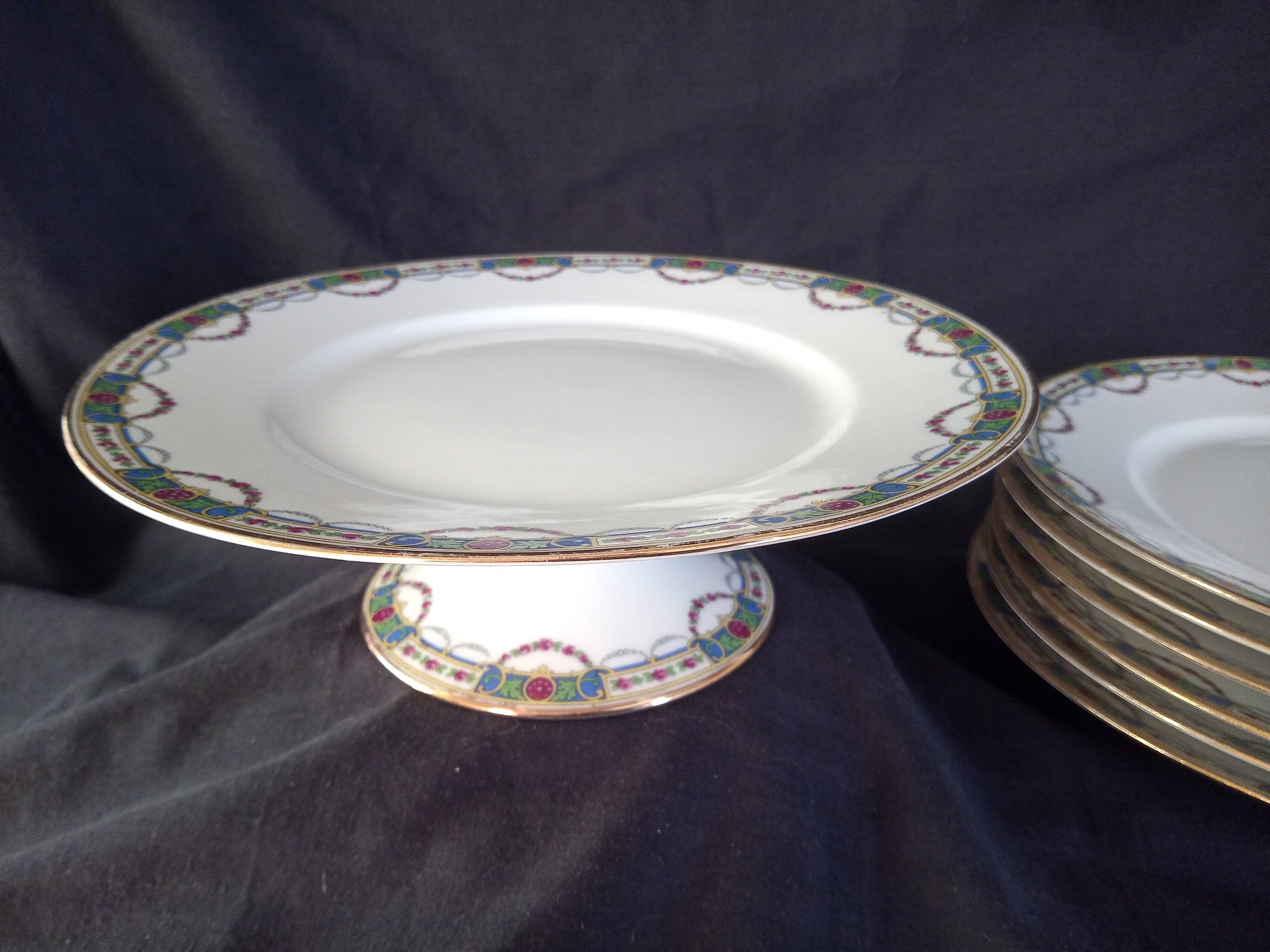 Limoges porcelain dessert service for 12 people, Jean Boyer and Nardon Lafarge (1920 - 1934)