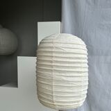 Suspension in rattan and natural japanese linen lantern shape h70 d50