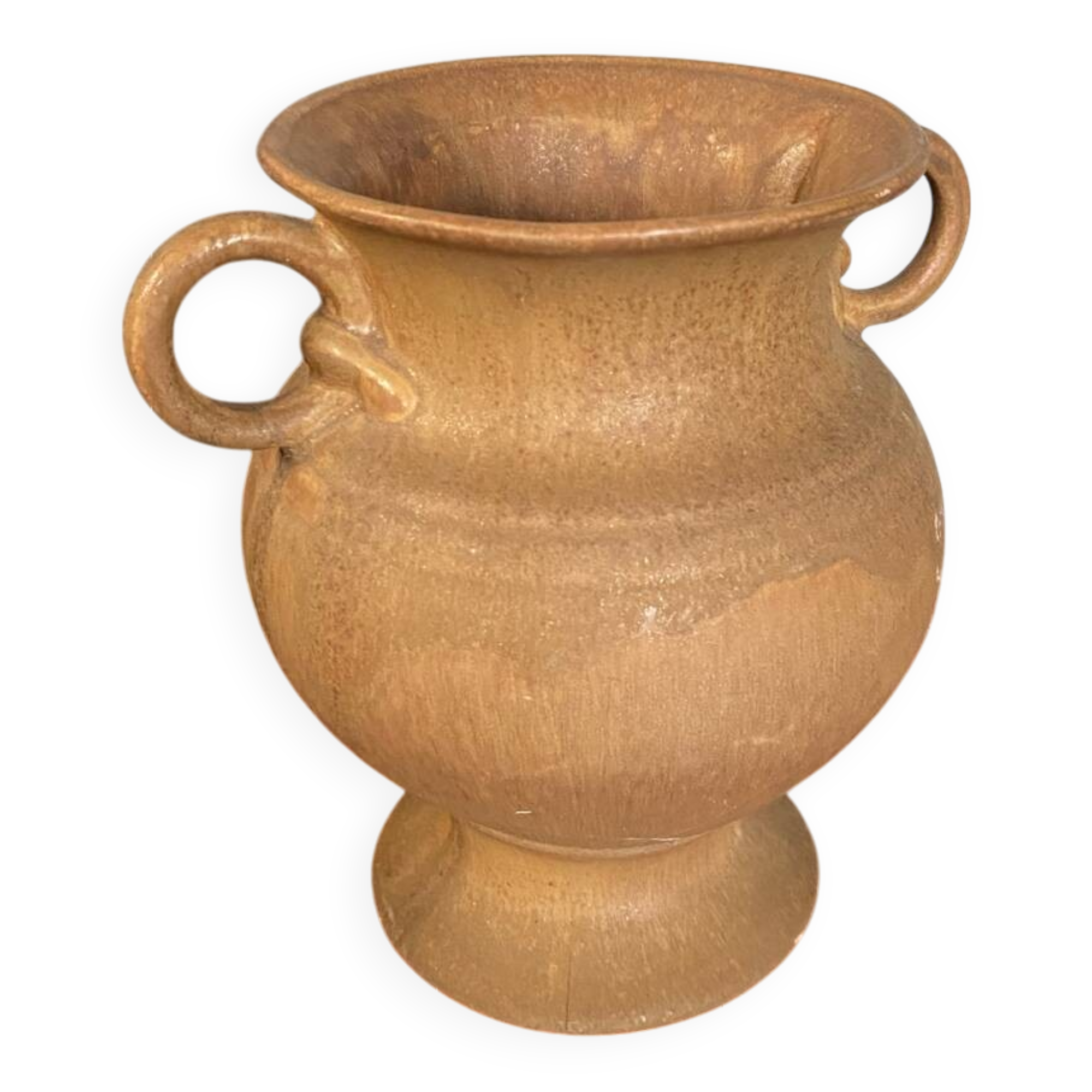 Antique vase with handles rhodes france ceramic beige vintage
