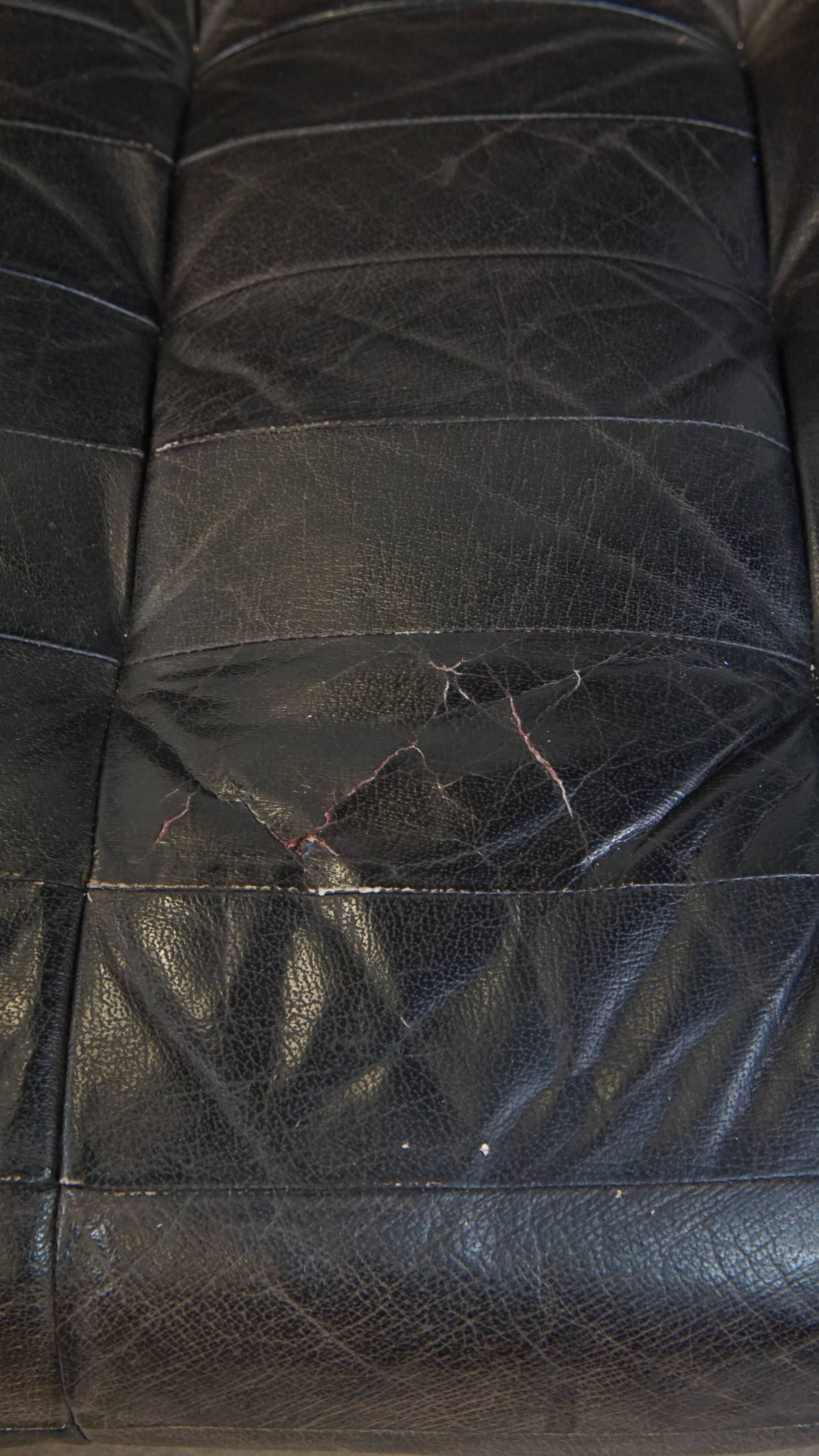 Fauteuil design vintage en cuir gris des années 1970